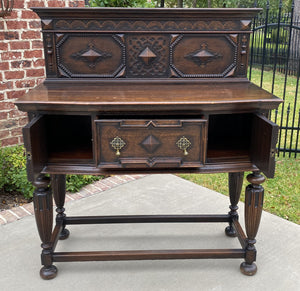 Antique English Jacobean Sideboard Server Buffet Cabinet Oak Tudor