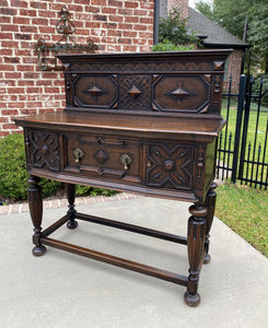 Antique English Jacobean Sideboard Server Buffet Cabinet Oak Tudor