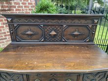 Load image into Gallery viewer, Antique English Jacobean Sideboard Server Buffet Cabinet Oak Tudor