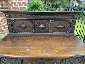 Antique English Jacobean Sideboard Server Buffet Cabinet Oak Tudor