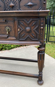 Antique English Jacobean Sideboard Server Buffet Cabinet Oak Tudor