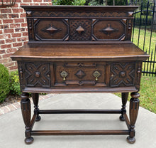 Load image into Gallery viewer, Antique English Jacobean Sideboard Server Buffet Cabinet Oak Tudor