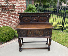 Load image into Gallery viewer, Antique English Jacobean Sideboard Server Buffet Cabinet Oak Tudor