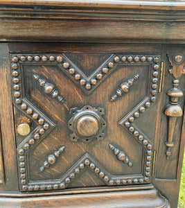 Antique English Jacobean Sideboard Server Buffet Cabinet Oak Tudor