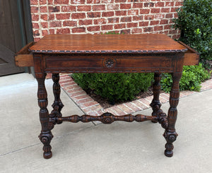 Antique English Table Console Entry Sofa Foyer w Drawers Carved Oak Mid 19th C