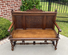 Load image into Gallery viewer, Antique French Bench Renaissance Revival Settee Entry Hall Bench Walnut