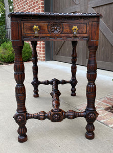 Antique English Table Console Entry Sofa Foyer w Drawers Carved Oak Mid 19th C