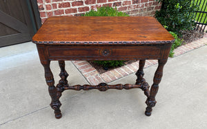 Antique English Table Console Entry Sofa Foyer w Drawers Carved Oak Mid 19th C