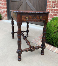 Load image into Gallery viewer, Antique English Table Console Entry Sofa Foyer w Drawers Carved Oak Mid 19th C