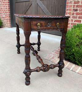 Antique English Table Console Entry Sofa Foyer w Drawers Carved Oak Mid 19th C