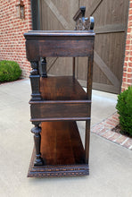 Load image into Gallery viewer, Antique English Server Sideboard Buffet 3-Tier Gothic Revival Oak 2 Drawers 1890