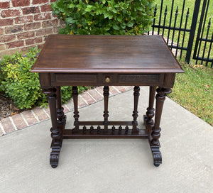 Antique French Table Side Table Hall Entry End Table Nightstand w Drawer Oak