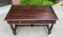 Load image into Gallery viewer, Antique French Desk Table Renaissance Revival Barley Twist Lions Carved Oak 19C