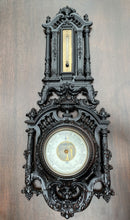 Load image into Gallery viewer, Antique French Barometer Thermometer Knights Scroll French Flourish