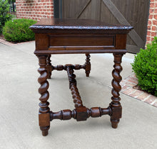 Load image into Gallery viewer, Antique French Desk Table Renaissance Revival Barley Twist Lions Carved Oak 19C