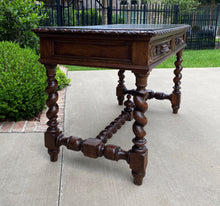 Load image into Gallery viewer, Antique French Desk Table Renaissance Revival Barley Twist Lions Carved Oak 19C
