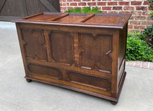 Load image into Gallery viewer, Antique English Blanket Box Chest Trunk Coffer Storage Chest Jacobean Tudor Oak