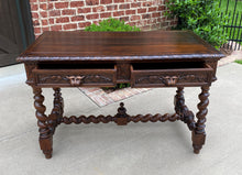 Load image into Gallery viewer, Antique French Desk Table Renaissance Revival Barley Twist Lions Carved Oak 19C