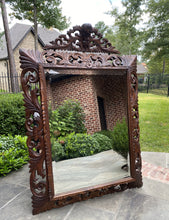 Load image into Gallery viewer, Antique French Mirror Carved Oak Beveled Acanthus Cartouche Framed Rectangular