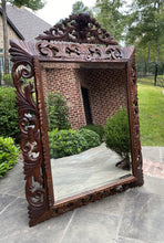 Load image into Gallery viewer, Antique French Mirror Carved Oak Beveled Acanthus Cartouche Framed Rectangular