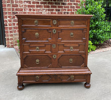 Load image into Gallery viewer, Antique English Chest on Chest of Drawers Jacobean Tudor Carved Oak 19th C