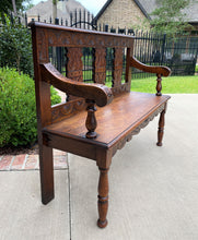 Load image into Gallery viewer, Antique English Petite Bench Settee Hall Entry Bench Banquette Oak 19thC