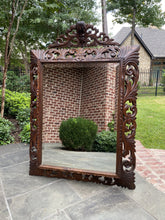 Load image into Gallery viewer, Antique French Mirror Carved Oak Beveled Acanthus Cartouche Framed Rectangular