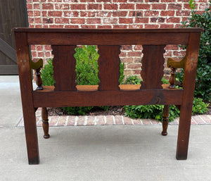 Antique English Petite Bench Settee Hall Entry Bench Banquette Oak 19thC