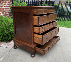 Antique English Chest on Chest of Drawers Jacobean Tudor Carved Oak 19th C