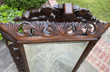 Load image into Gallery viewer, Antique French Mirror Oak Framed Beveled Acanthus LIONS Highly Carved Mantel