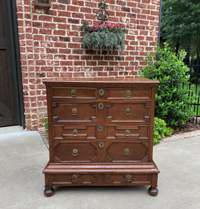 Antique English Chest on Chest of Drawers Jacobean Tudor Carved Oak 19th C