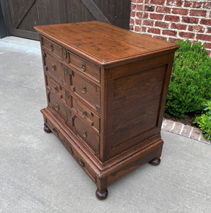 Antique English Chest on Chest of Drawers Jacobean Tudor Carved Oak 19th C