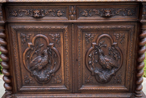 Antique French Bookcase HUNT Display Cabinet Barley Twist Black Forest Oak