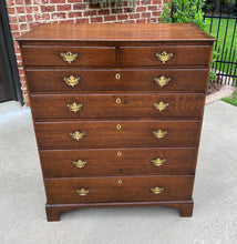 Load image into Gallery viewer, Antique English Chest of Drawers Georgian Carved Oak Large Batwings 7 Drawers