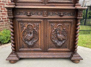 Antique French Bookcase HUNT Display Cabinet Barley Twist Black Forest Oak