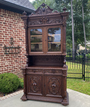 Load image into Gallery viewer, Antique French Hunt Cabinet Buffet Server Bookcase China Cabinet Black Forest