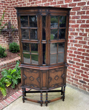 Load image into Gallery viewer, Antique English Bookcase Display China Cabinet Vitrine Jacobean Tudor Oak c.1900