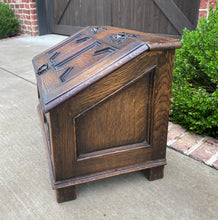 Load image into Gallery viewer, Antique English Box Chest Trunk Blanket Fire Box Chest Jacobean Tudor Oak