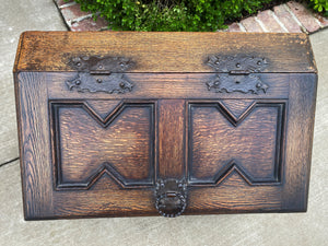 Antique English Box Chest Trunk Blanket Fire Box Chest Jacobean Tudor Oak