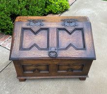 Load image into Gallery viewer, Antique English Box Chest Trunk Blanket Fire Box Chest Jacobean Tudor Oak