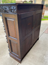 Load image into Gallery viewer, Antique English Cabinet Chest Wardrobe Gothic Revival Oak Monkeys RARE c.1880s