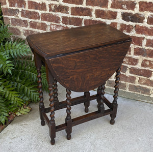 Antique English Table BARLEY TWIST Drop Leaf Gateleg Oak Table Oval