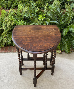 Antique English Table BARLEY TWIST Drop Leaf Gateleg Oak Table Oval