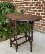 Load image into Gallery viewer, Antique English Table BARLEY TWIST Drop Leaf Gateleg Oak Table Oval