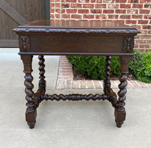 Antique French Desk Nightstand Entry Hall Writing Table w Drawer Oak BARLEY TWIST