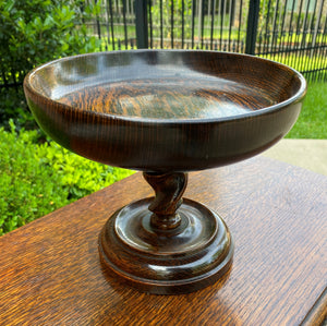 Antique English Oak Barley Twist Compote Pedestal Bowl