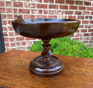 Antique English Oak Barley Twist Compote Pedestal Bowl