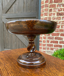 Antique English Oak Barley Twist Compote Pedestal Bowl