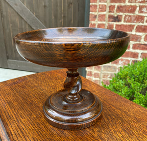 Antique English Oak Barley Twist Compote Pedestal Bowl