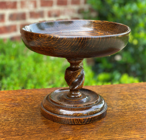 Antique English Oak Barley Twist Compote Pedestal Bowl